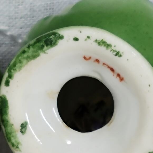 VTG Rose Bud Salt Pepper Shakers 1.5" Blue Green Japan Floral Ceramic Flowers - Picture 10 of 15